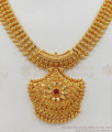 Beautiful Flower Design Ruby Stone Gold Necklace Collections NCKN2026