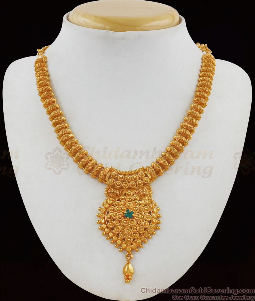 Latest Collection Design Emerald Stone Gold Necklace NCKN2040