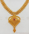 Glittering One Gram Gold Ruby Stone Necklace Wedding Collections NCKN2054