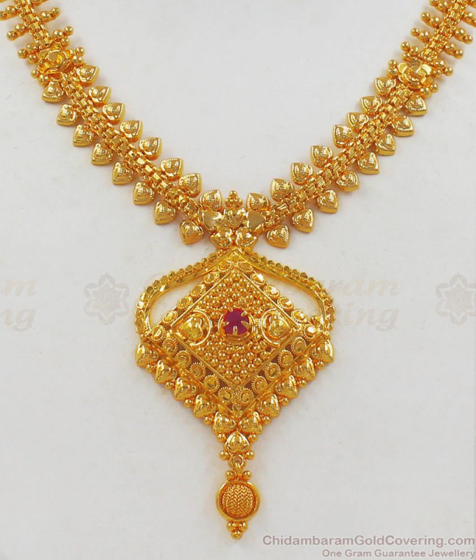 Ruby Stone Gold Plated Necklace, American Diamond Necklace, Zircon ...