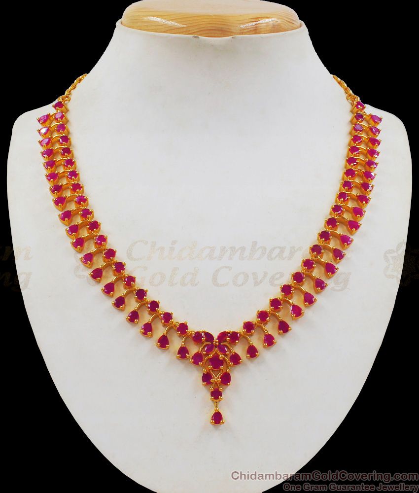 Delicate Gold Jewelry with Ruby Necklace Designs