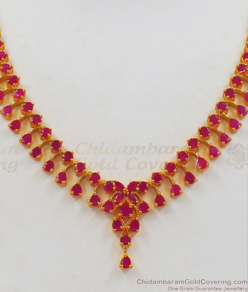 Party Wear Collections Full Ruby Stone Gold Necklace NCKN2099