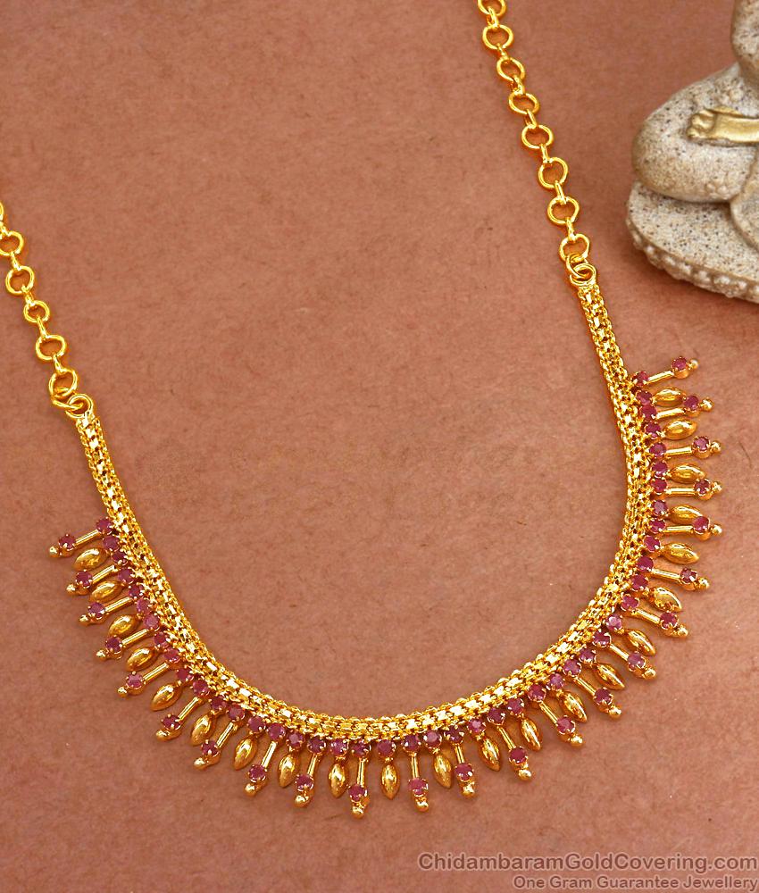 Full Ruby Stone Mullai Gold Plated Necklace Collections Shop Online NCKN2129