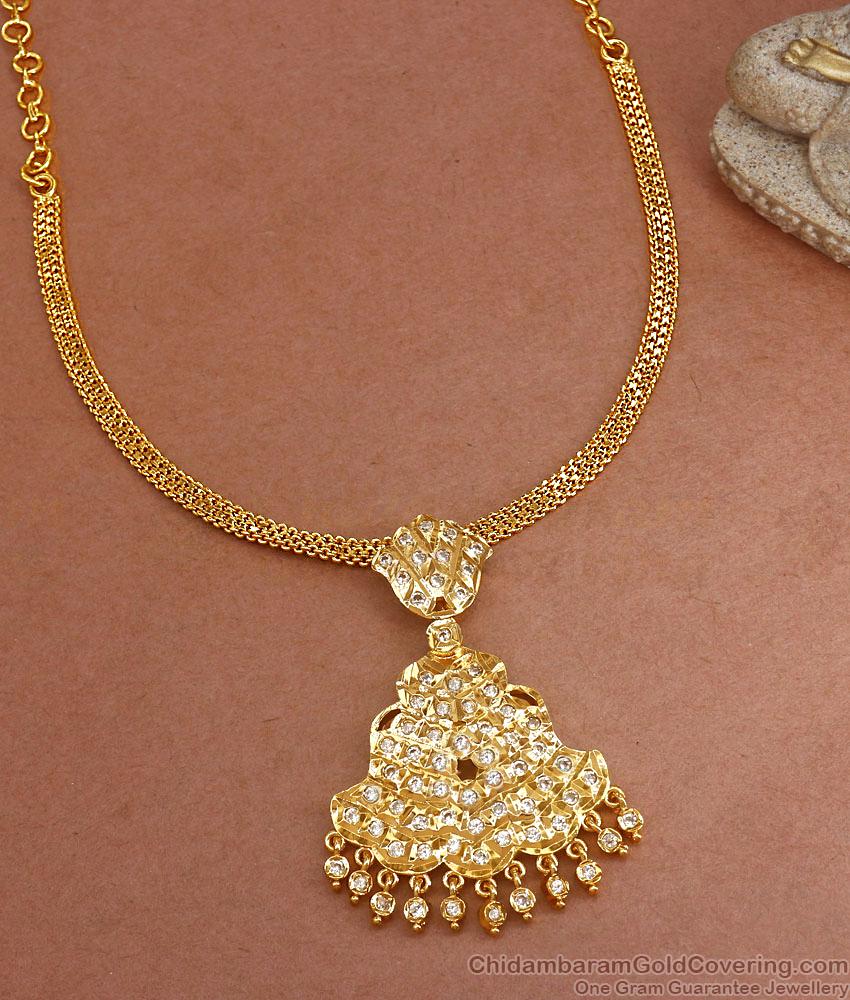 Premium White Gati Stone Impon Necklace Bridal Wear NCKN2152