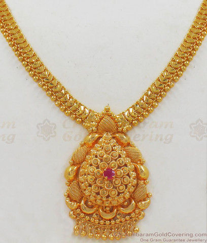 Grand Bridal AD White Stone Heavy Necklace Mango Design Kerala Jewelry ...