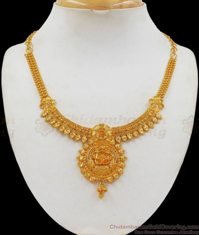 Fancy Model Gold Bridal Haram With White Stone Jewelry For Ladies HR1518