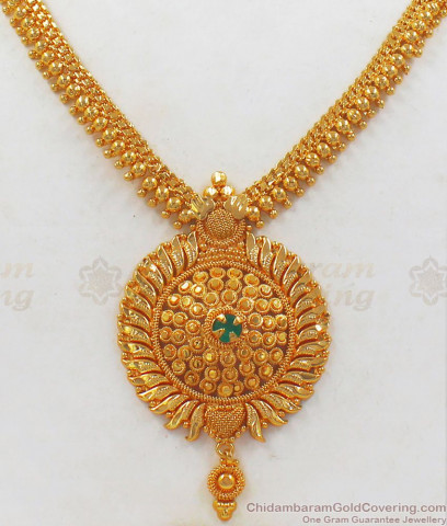 Beautiful Flower Leaf Multi Color Stone Kerala Palakka Gold Necklace ...