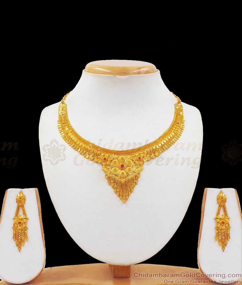 Look Like Real Gold Necklace Set For Bridal Wear NCKN2247