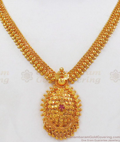 Beautiful Flower Leaf Multi Color Stone Kerala Palakka Gold Necklace ...