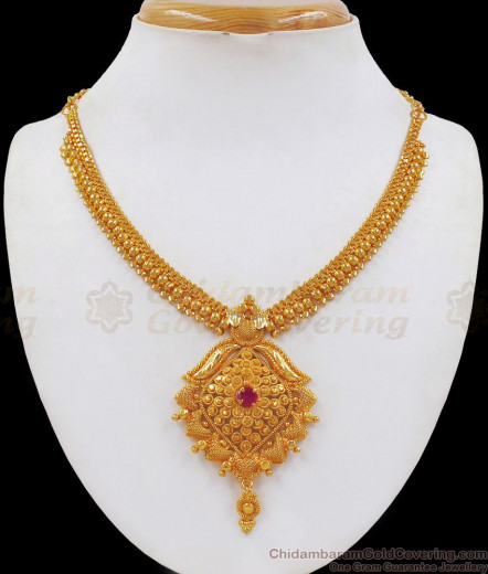 Traditional Design Ruby Stone Bridal Necklace Jewelry Dollar Chain Type ...