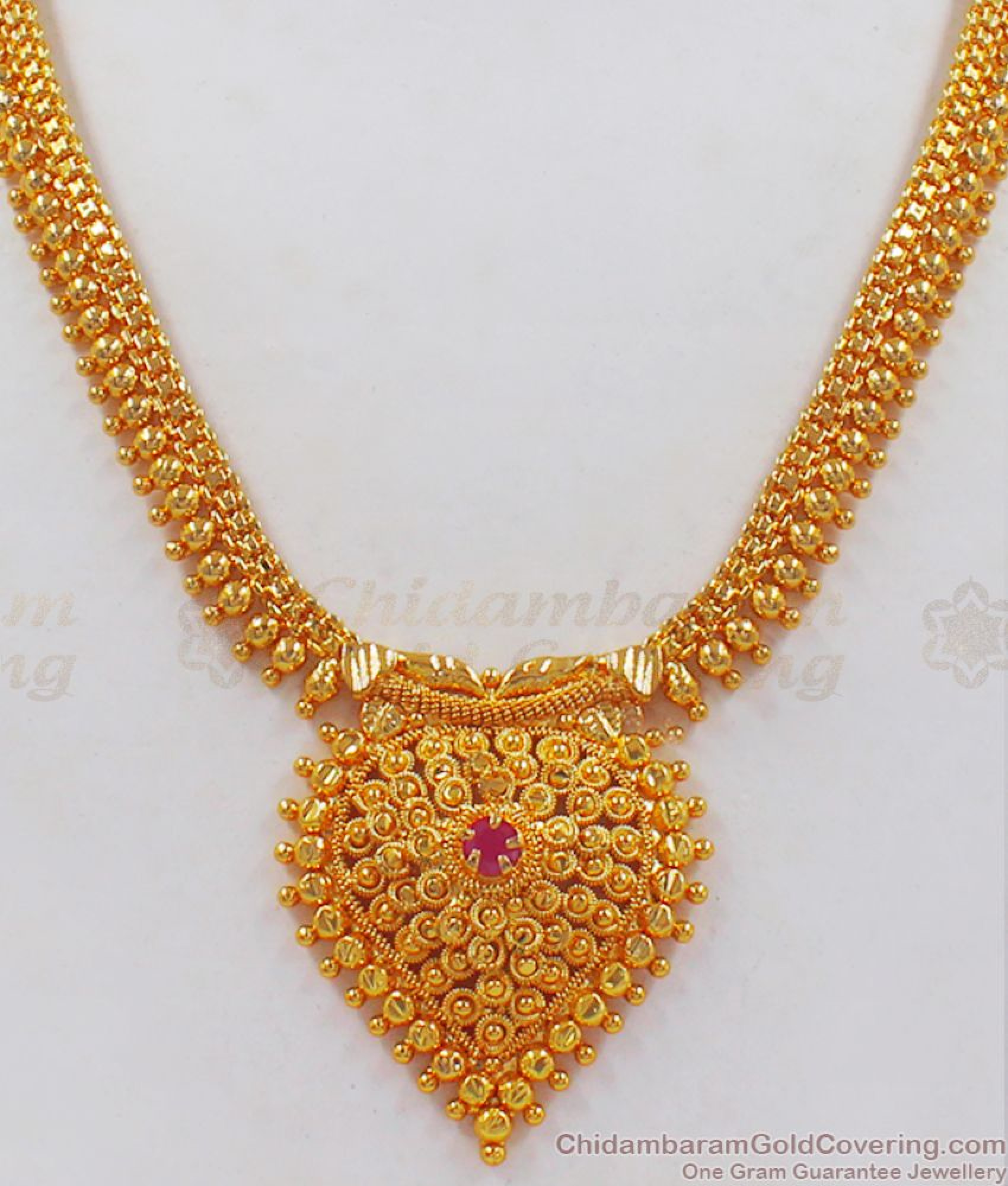 Traditional Heart Design One Gram Gold Necklace NCKN2314