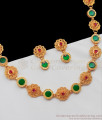 Fascinating Green Palakka Gold Kerala Necklace Earrings Combo NCKN2365