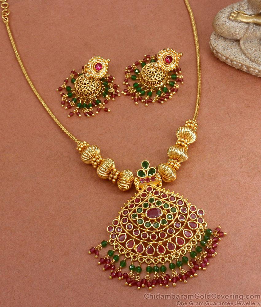 Rajasthani Type Gold Imitation Necklace Earrings Combo Bridal Designs NCKN2367