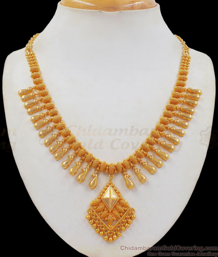 Grand Broad Kerala Bridal Collections Necklace With Ruby Stone NCKN1774