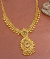 Traditional 1 Gram Gold Necklace Mango Multi Stone Designs NCKN2375