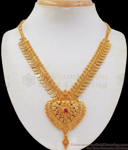 Fancy Peacock Pattern Multi Stone Chain Necklace Design NCKN1020