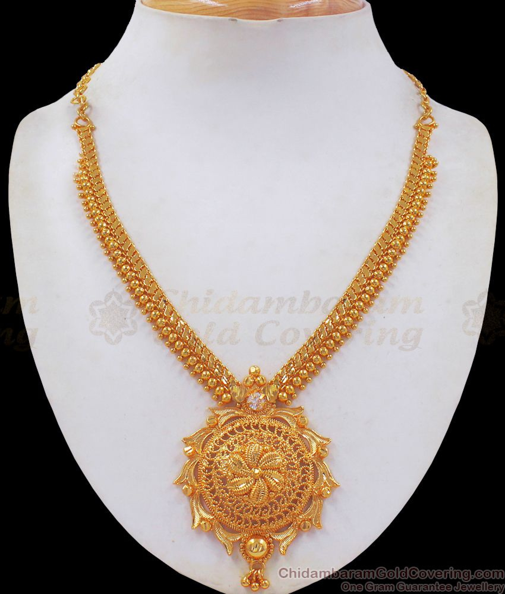 Stunning Flower Chakra Gold Necklace White Stone NCKN2437