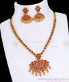 Attractive Gold Plated Necklace Earrings Ruby Kemp Stone Floral Designs NCKN2483