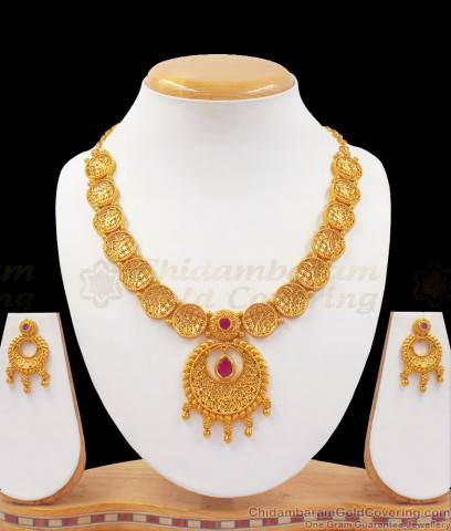 Beautiful Flower Leaf Multi Color Stone Kerala Palakka Gold Necklace ...