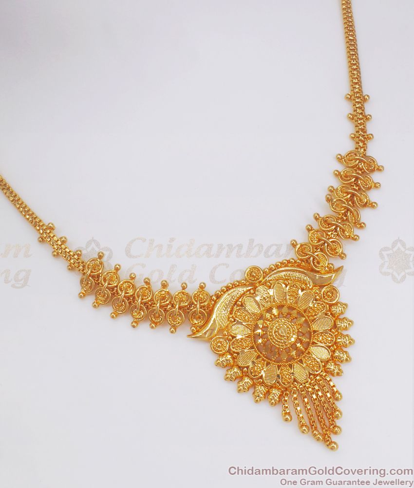 Plain 1 Gram Gold Necklace Design For Party Wear Indian Jewelry NCKN2562