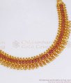 Buy 1 Gram Gold Necklace Mullaipoo Design Ruby Stone NCKN2650