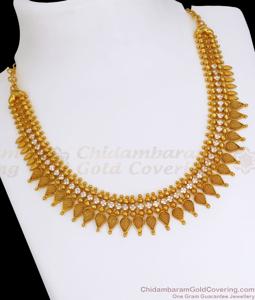 White Ad Stone Gold Necklace Muliapoo Pattern Shop Online NCKN2655