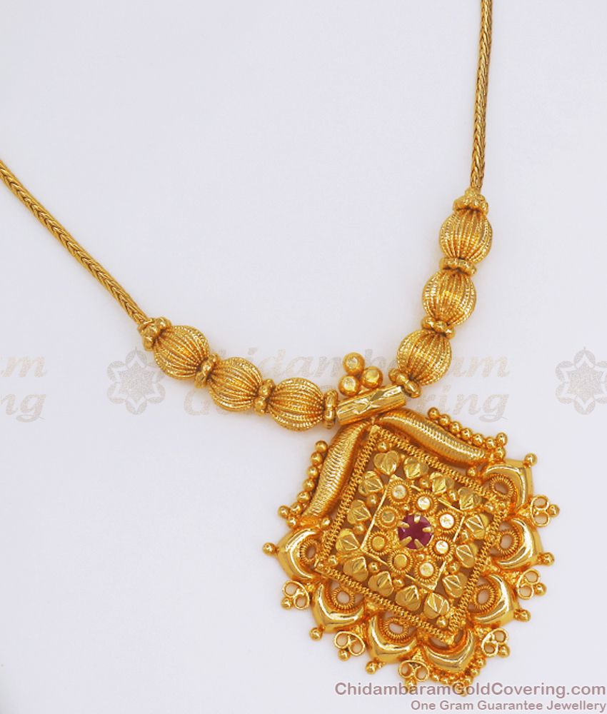 Light Weight Gold Plated Necklace Sitahar Design Ruby Stone NCKN2663