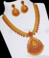 Glittering Ruby Stone Gold Plated Necklace Earring Combo NCKN2671