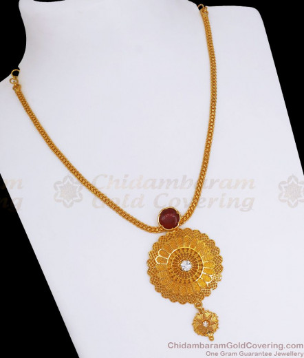 Fancy Peacock Pattern Multi Stone Chain Necklace Design NCKN1020