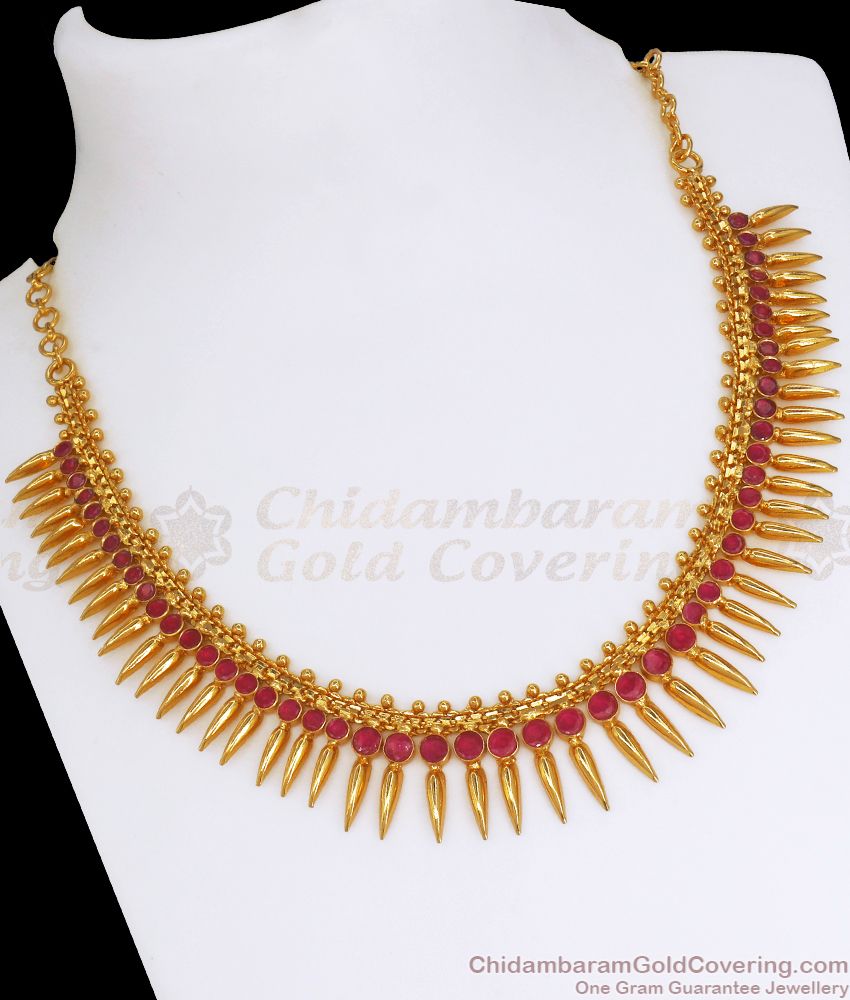 New Arrivals Mullaipoo Gold Imitation Necklace Ruby Kemp Stone NCKN2718