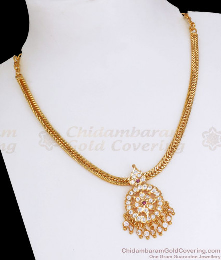 Gati Metal Panchaloga Attigai Gold Design White Stone Impon Choker ...