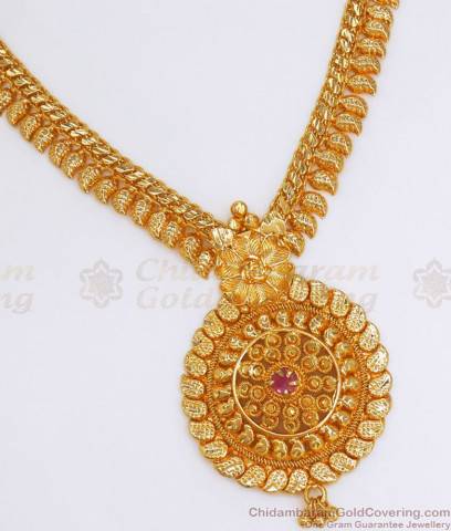 Fancy Ruby Design One Gram Gold Necklace For Party Wear NCKN2301