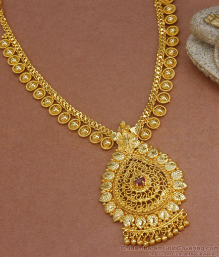 Traditional Design Ruby Stone Bridal Necklace Jewelry Dollar Chain Type ...