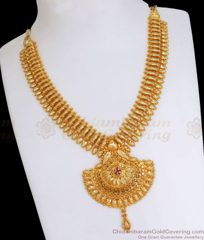 Traditional Design Ruby Stone Bridal Necklace Jewelry Dollar Chain Type ...