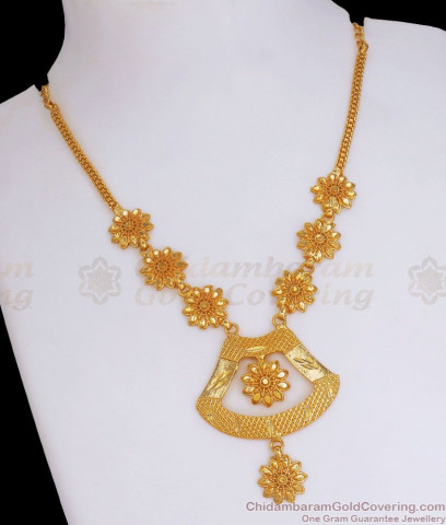 Two Line dangling Gold beads Necklace Design NCKN1014