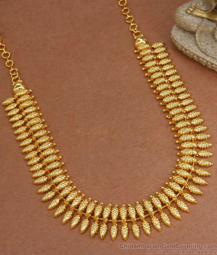 Two Line dangling Gold beads Necklace Design NCKN1014