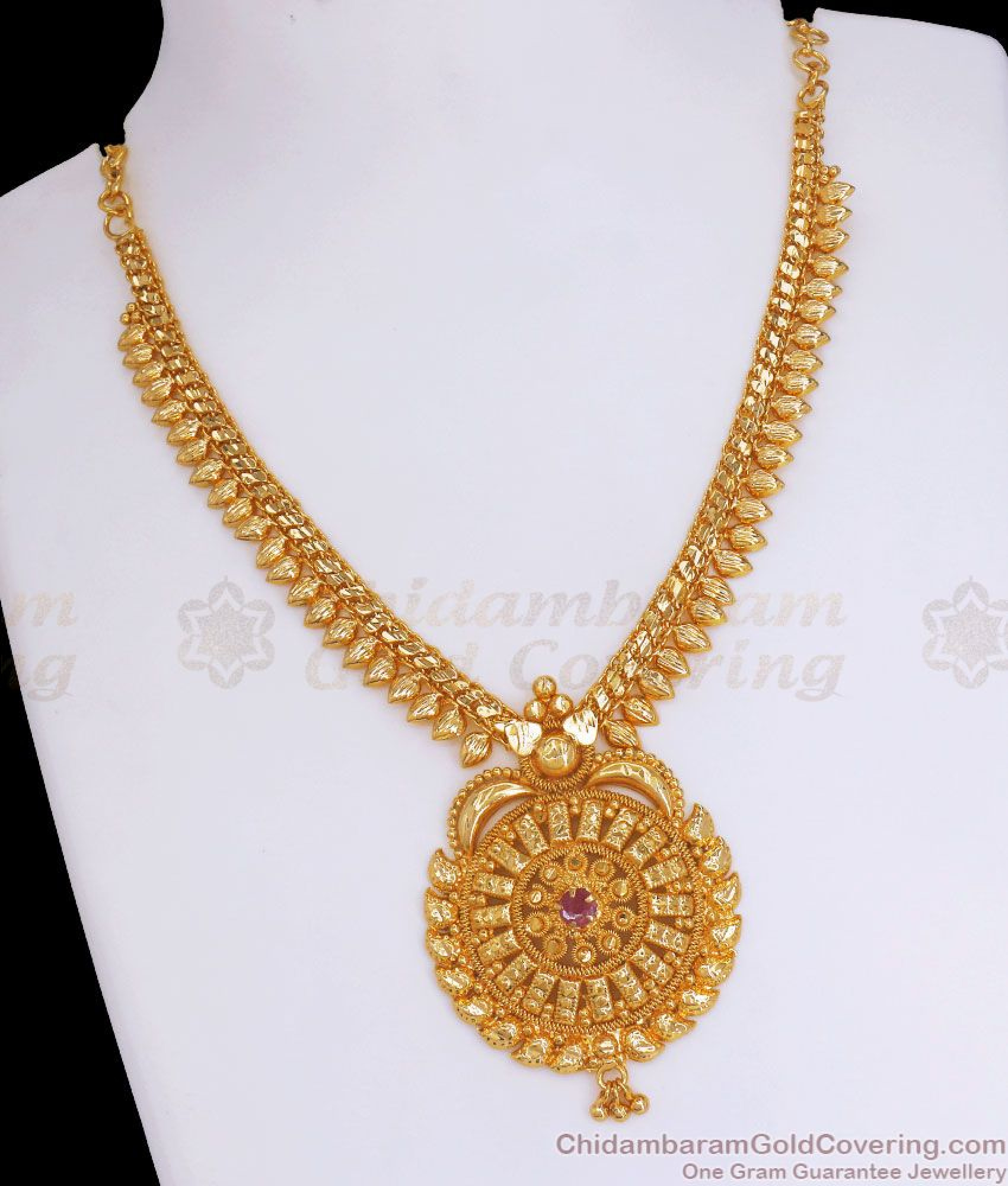 Traditional One Gram Gold Necklace Design NCKN2969