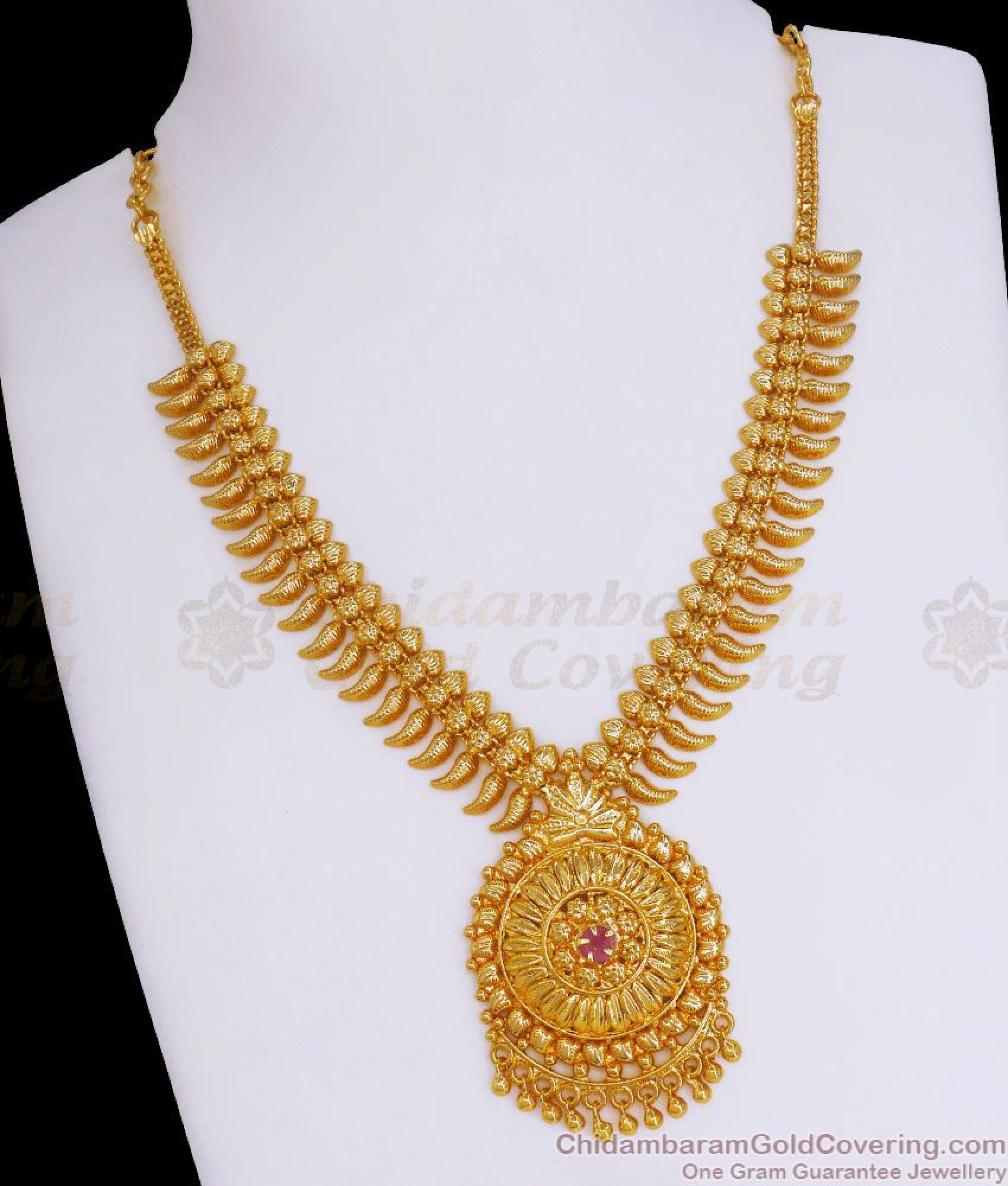 Gorgeous Bridal Wear Gold Plated Necklace Kerala Design NCKN2973