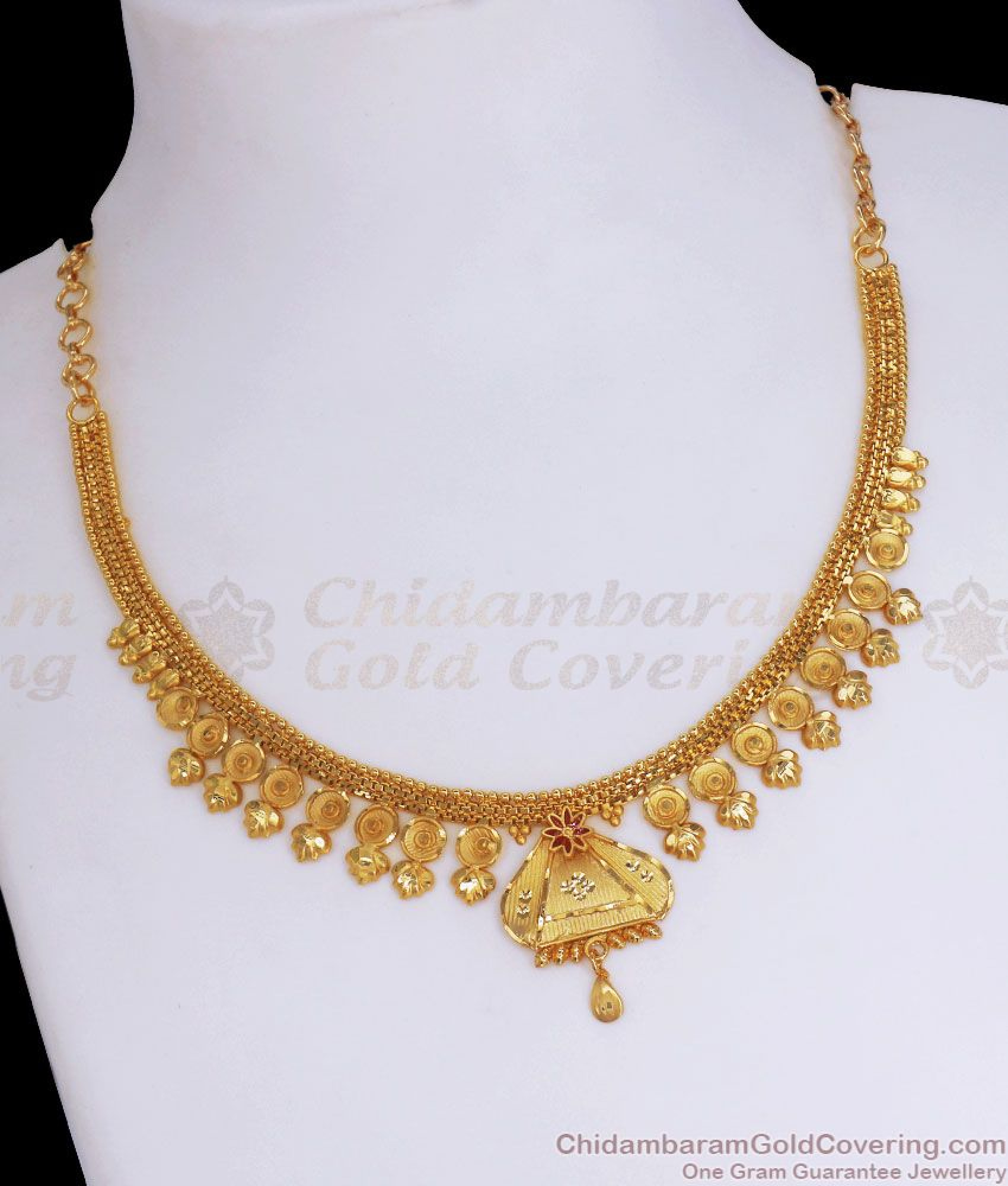 Unique Crafted Two Gram Gold Necklace Design Shop Online NCKN2979