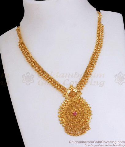 Beautiful Flower Leaf Multi Color Stone Kerala Palakka Gold Necklace ...