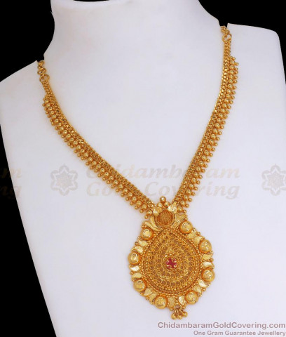 Beautiful Flower Leaf Multi Color Stone Kerala Palakka Gold Necklace ...