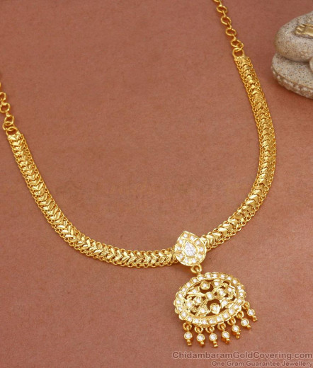 Gati Metal Panchaloga Attigai Gold Design White Stone Impon Choker ...