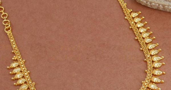 Mullai Poo Plain Gold Necklace Kerala Designs For Wedding NCKN3158