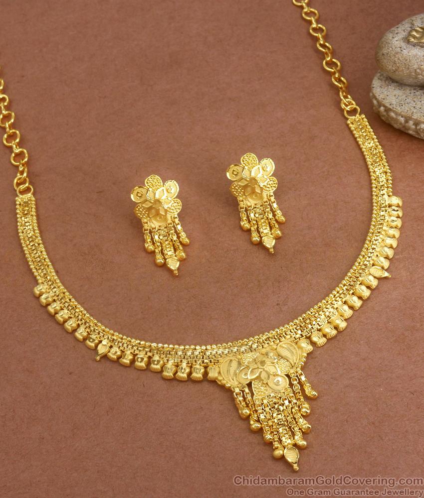 Calcutta Bridal Choker Forming Necklace Earrings Combo Set NCKN3190