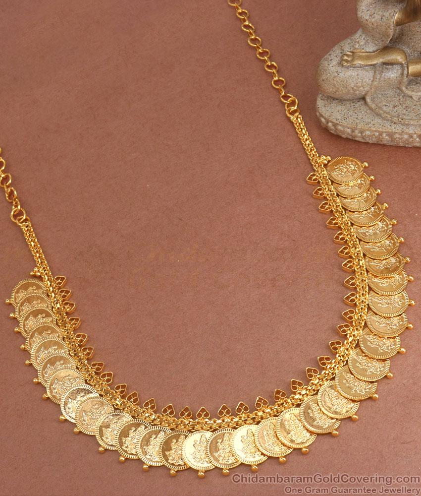 Latest 1 Gram Gold Laxmi Coin Necklace Designs Shop Online NCKN3205