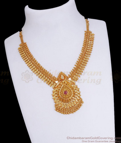 Gold Beads Ruby Stone Dollar Mullaipoo Chain Design Bridal Necklace ...