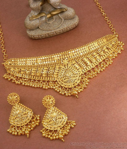 Bridal Choker Set Gold Necklace Design for Marriage NCKN1025