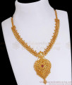 Stylish Gold Imitation Necklace Designs With Ruby Stone NCKN3216