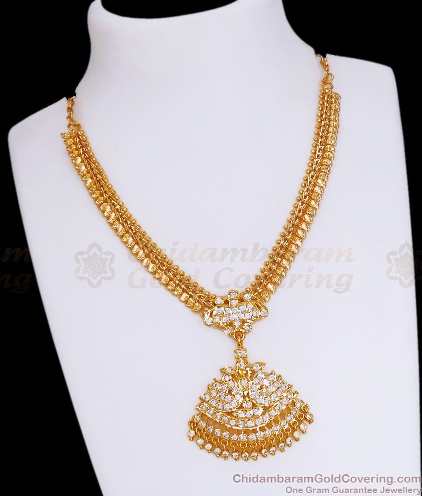 Traditional Impon Necklace Mango Design Swan Pendant NCKN3218