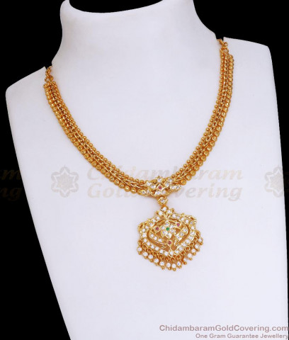 Gati Metal Panchaloga Attigai Gold Design White Stone Impon Choker ...